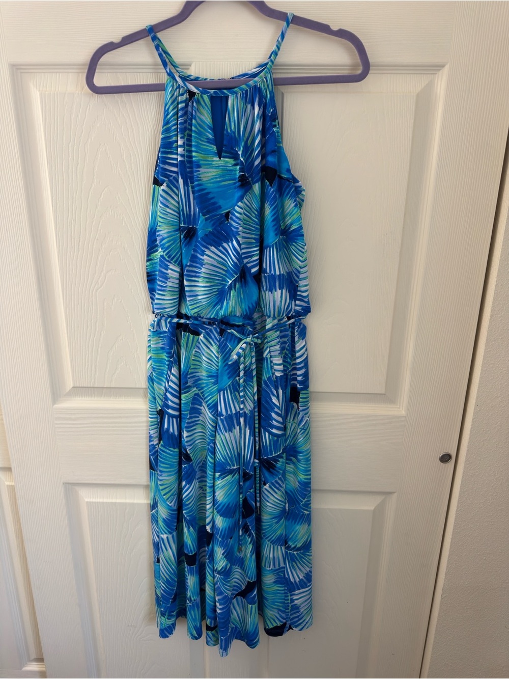 London Times Blue Jumpsuit Sz 4 Travel Tropical summer Vacation